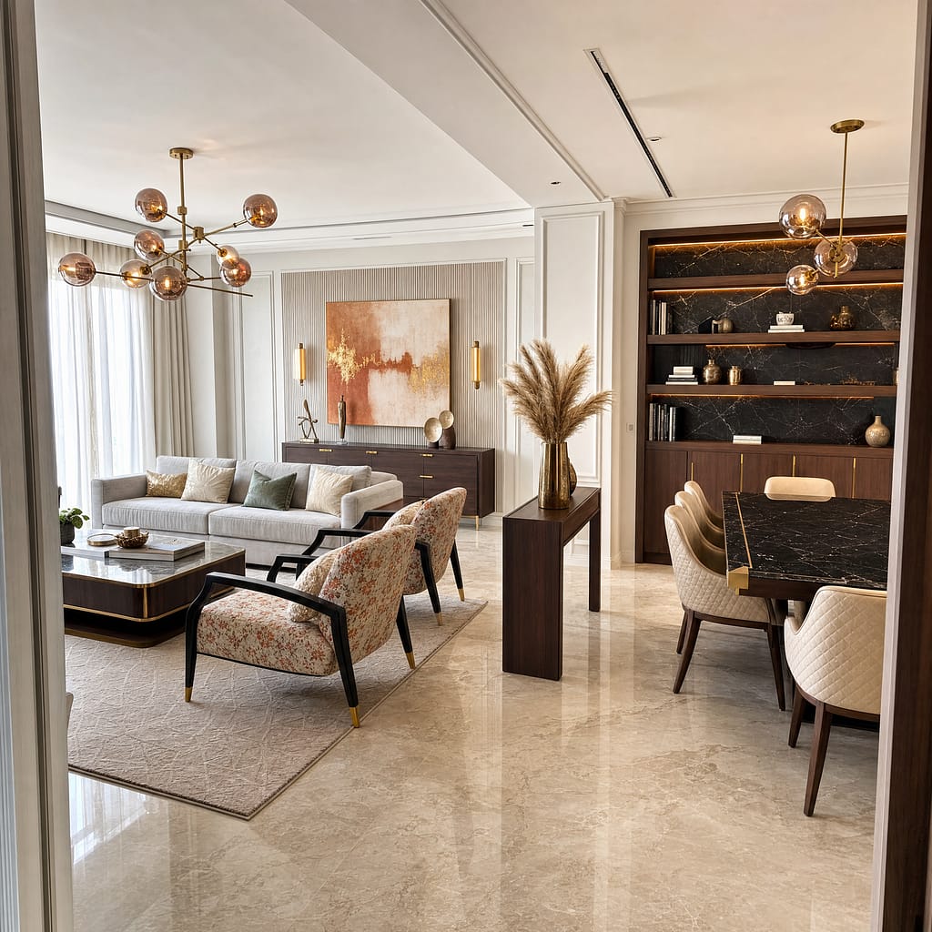Interior Design Themes and Styles: The Complete Guide to Defining Your Home's Aesthetic by Estate Lookup Interiors | Interior Designer in Kolkata 2 Living Room interior designer in Kolkata