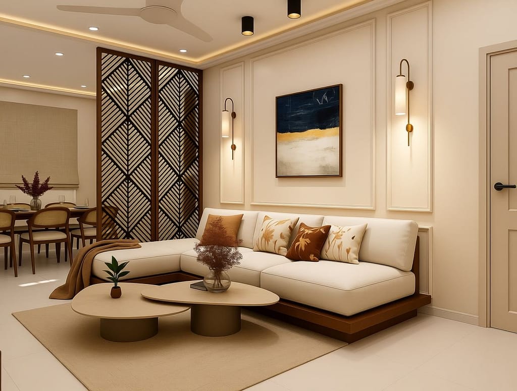 Home 34 Luxury interior designer in Kolkata creating opulent living spaces with high-end finishes, custom furniture, and sophisticated designs for villas, penthouses, and premium apartments.