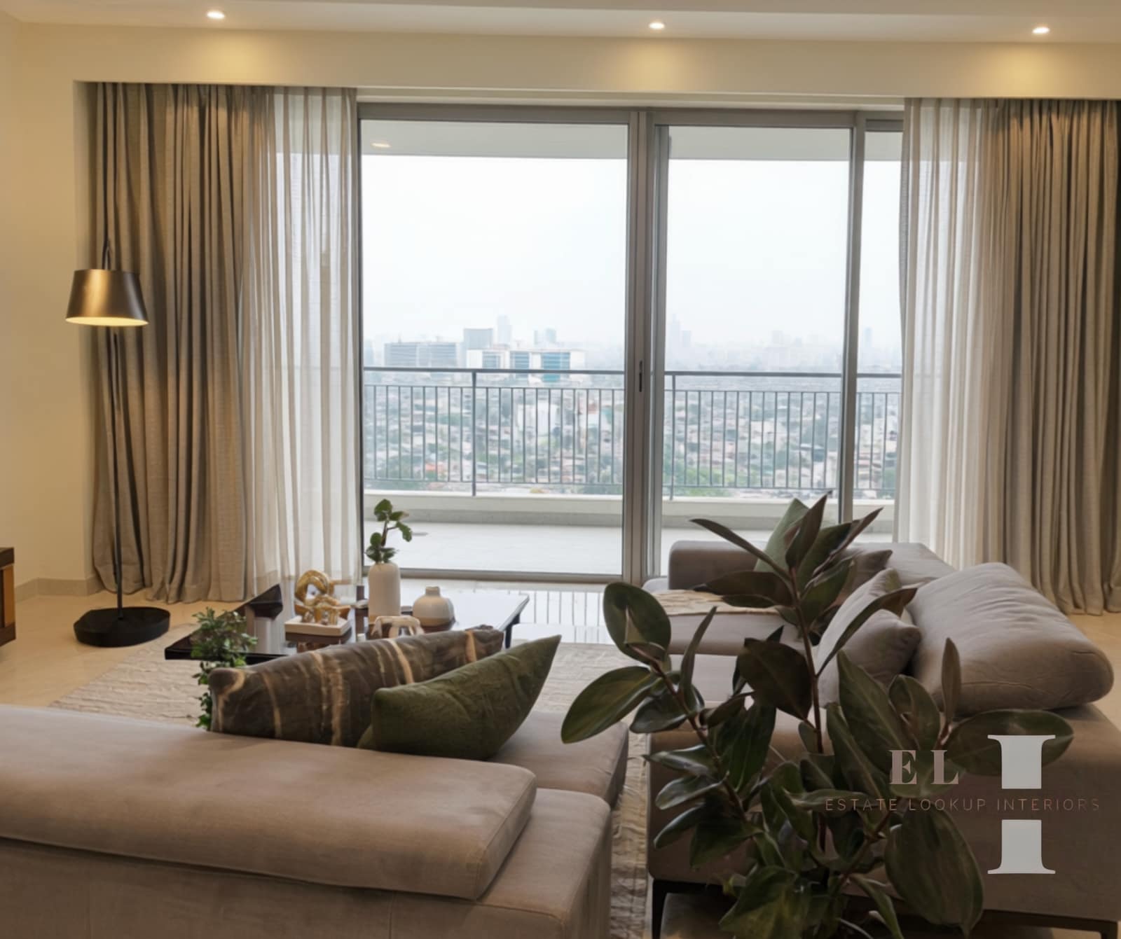Home 32 3BHK apartment interior designed by Estate Lookup Interiors at utalika luxury, the condoville in Kolkata Living Room4 (2)
