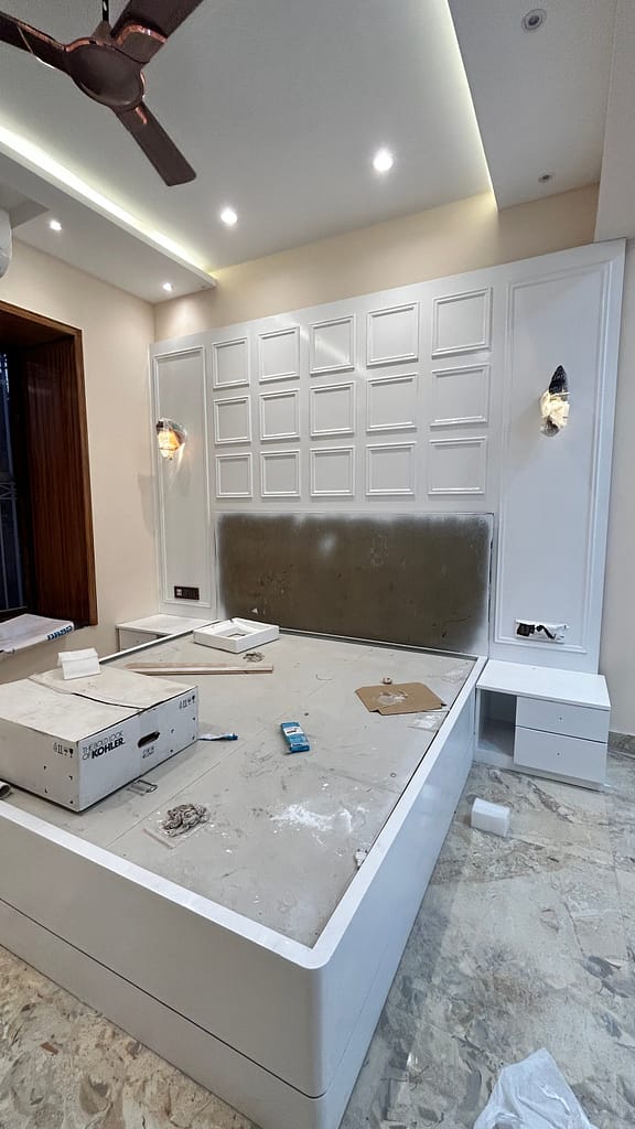 Interior Designer in Behala: A Local Homeowner's Guide (2026) 3 Interior designer in Behala planned bedroom with wardrobe and false ceiling in a 2BHK flat