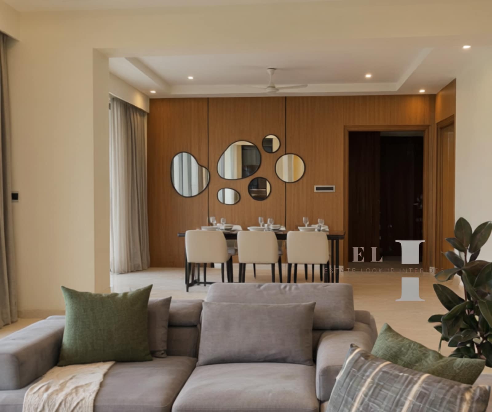 Home 23 3BHK apartment interior designed by Estate Lookup Interiors at utalika luxury, the condoville in Kolkata Living Room2 (2)