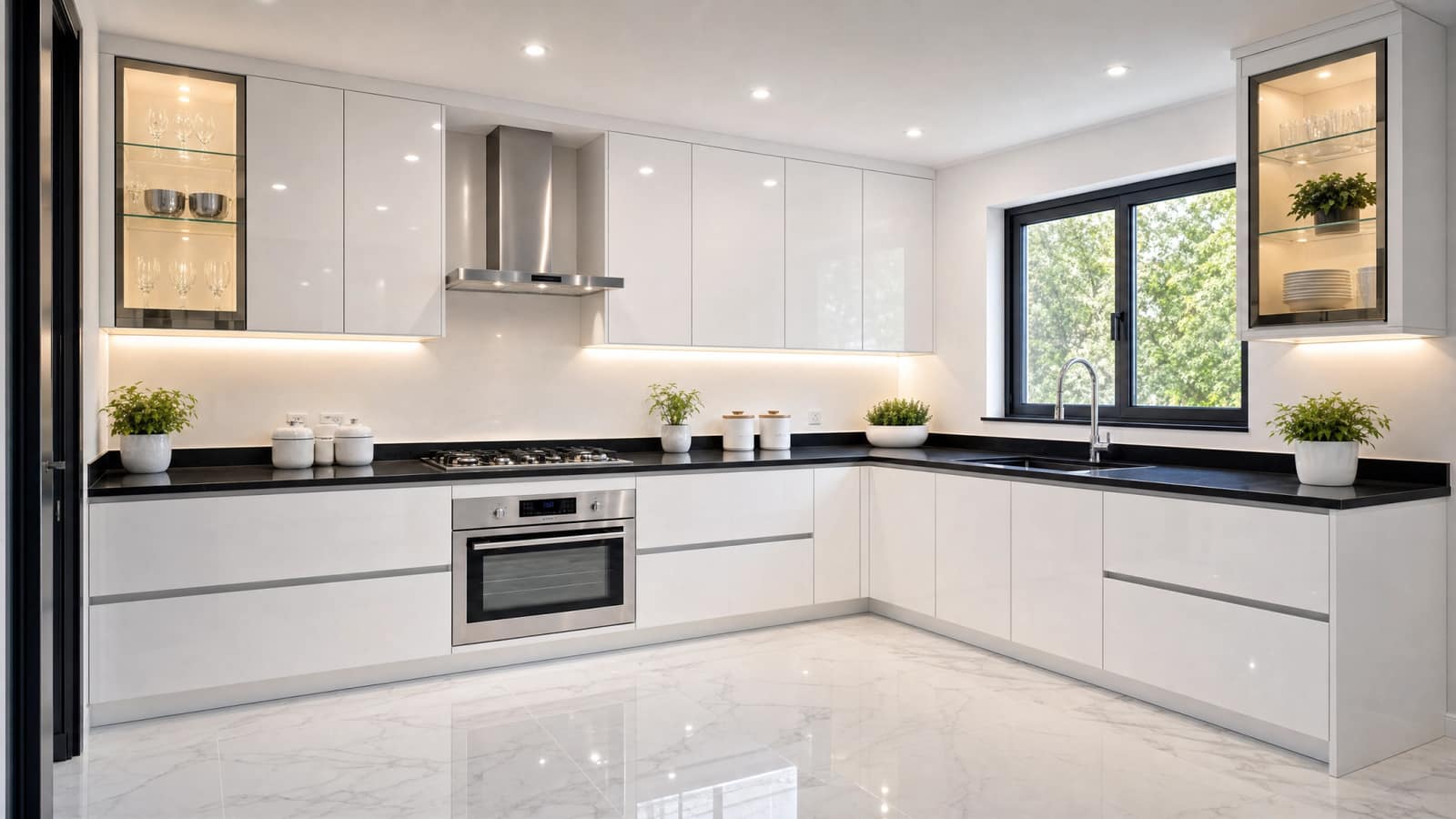 Turnkey Interiors 144 modern l kitchen wide full room shot scaled